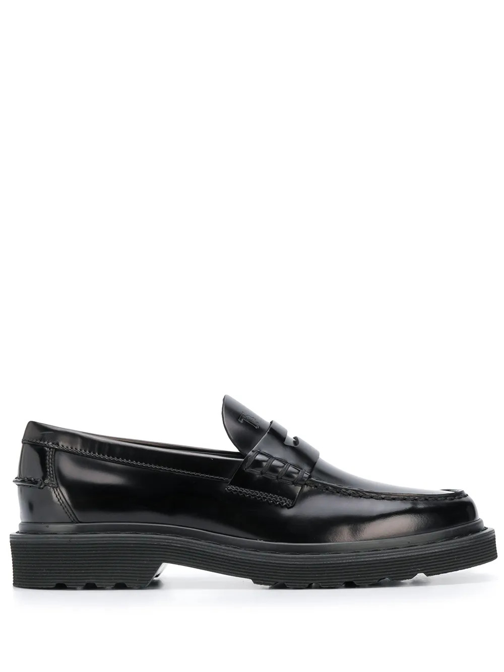 Tod's embossed logo loafers - Black | Farfetch Global