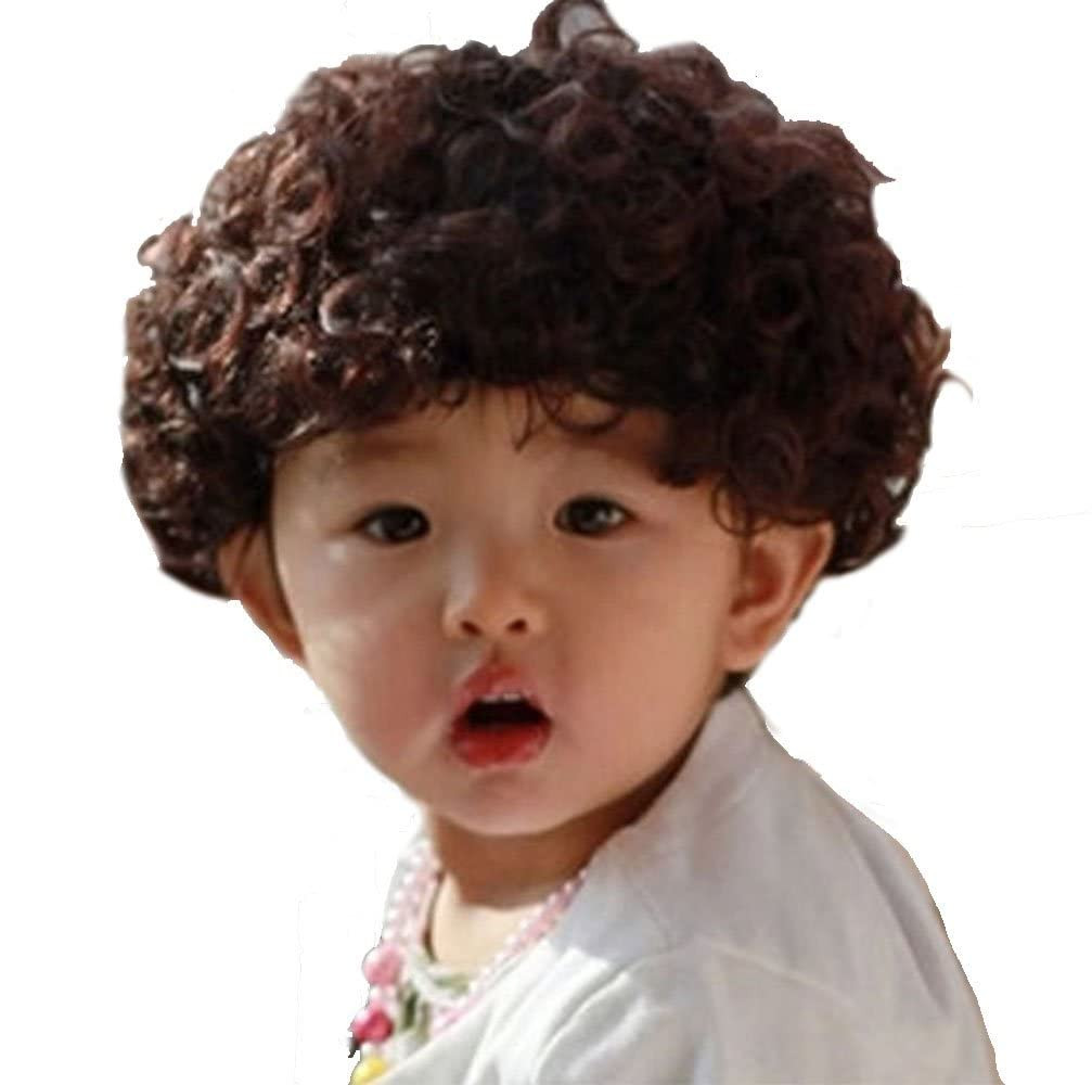 Brown Short Curly Wavy Wigs for Kids Child Costume Cosplay Wig Hair Adjustable Synthetic Heat Res... | Amazon (US)