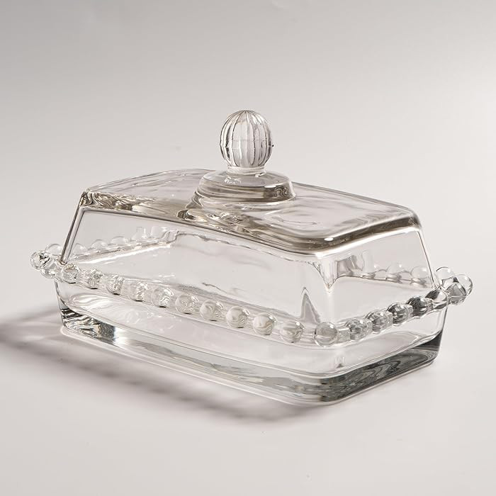 Glass Butter Dish with Lid for Countertop, Clear Crystal Glass Covered Butter Stick Holder Tray, ... | Amazon (US)