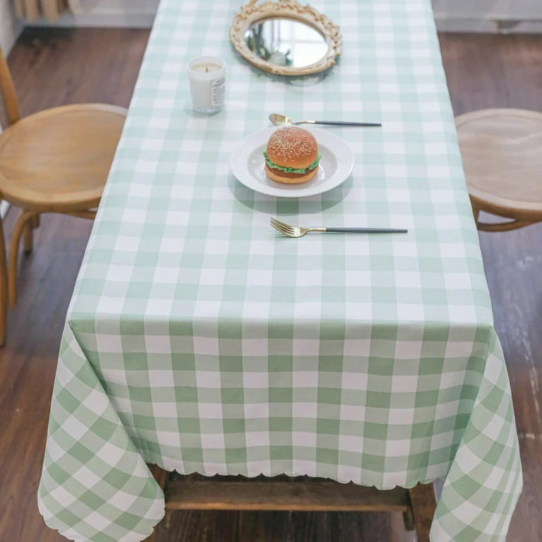 63" x 55" Black and Green Checkered Rectangular Tablecloth - Waterproof, Wrinkle-Resistant, Durab... | Walmart (US)