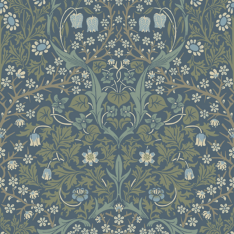 Juliet Floral Wallpaper - French Blue/Sage - Ballard Designs | Ballard Designs, Inc.