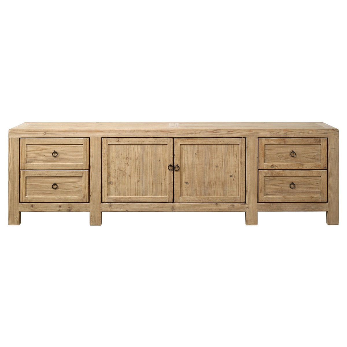 Houda Rustic Lodge Weathered Natural Pine Wood Sideboard | Kathy Kuo Home