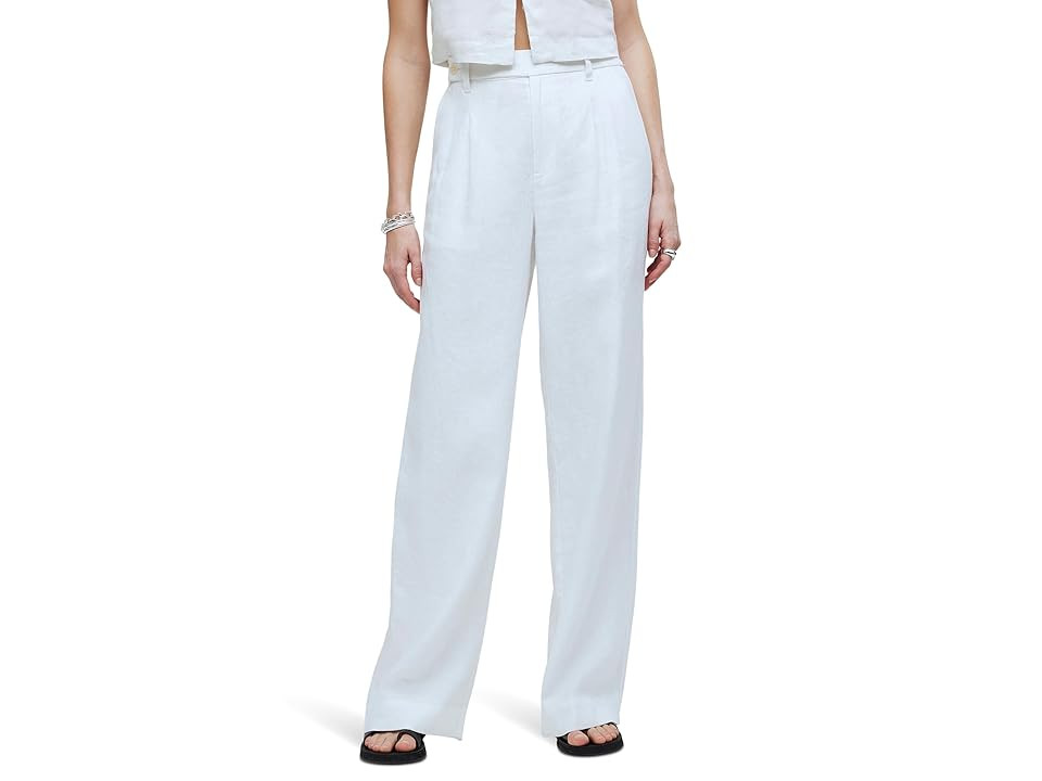 Madewell The Harlow Wide-Leg Pant in 100% Linen (Eyelet White) Women's Dress Pants | Zappos