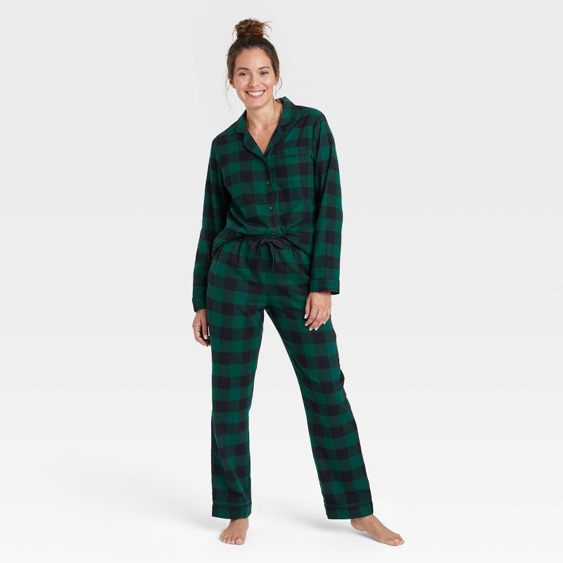 Women's Perfectly Cozy Plaid Flannel Pajama Set - Stars Above™ Green | Target