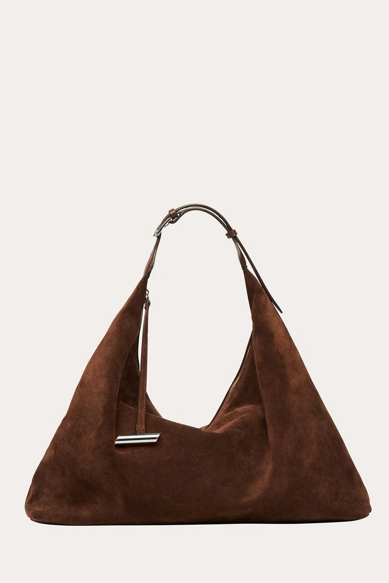 Pillow Hobo Suede Dark Brown | LITTLE LIFFNER
