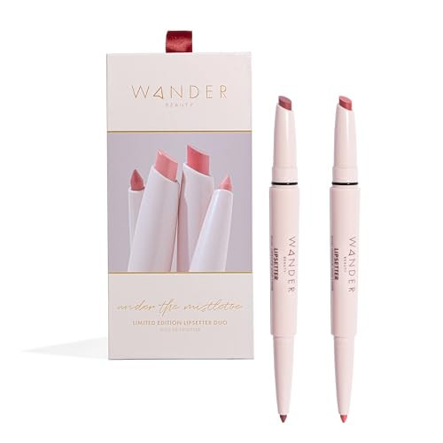 Wander Beauty Under the Mistletoe Lipsetter Duo, Dual-Ended Lipstick & Liner, Barcelona Blush & Midtown Mauve, Limited Edition, Soft Matte Finish, Hydrating, With Squalane & Peptides | Amazon (US)