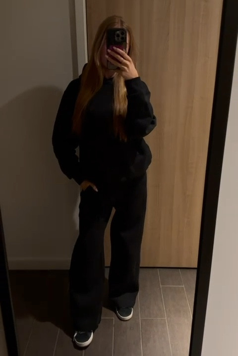 Zara black straight leg tracksuit with hoodie 🖤

#LTKfitness #LTKspring #LTKuk