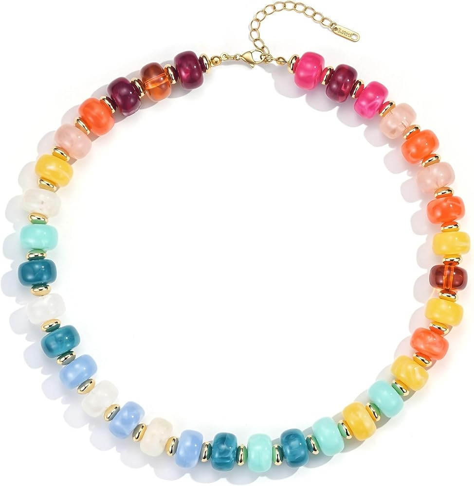 Joo&Rind Chunky Beaded Necklace for Women Colorful Bead Necklaces Bohemian Large Beads Necklace J... | Amazon (US)