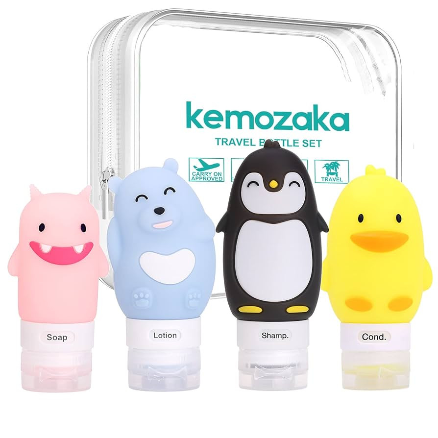 Cute Silicone Travel Size Bottles Set for Toiletries, BPA Free, Leak Proof Squeezable Travel Cont... | Amazon (US)