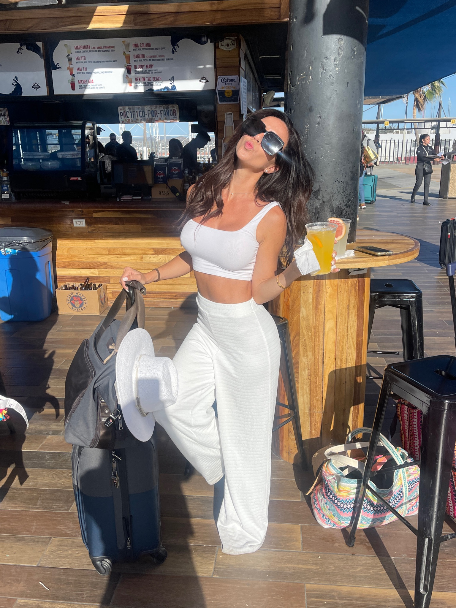 Bachelorette Travel Outfit! Comfy and super cute at the same time! Also I can’t recommend these 2 pieces of luggage enough! They fit SO much! The duffle is almost as big as another carry on 

#LTKFind #LTKfit #LTKtravel