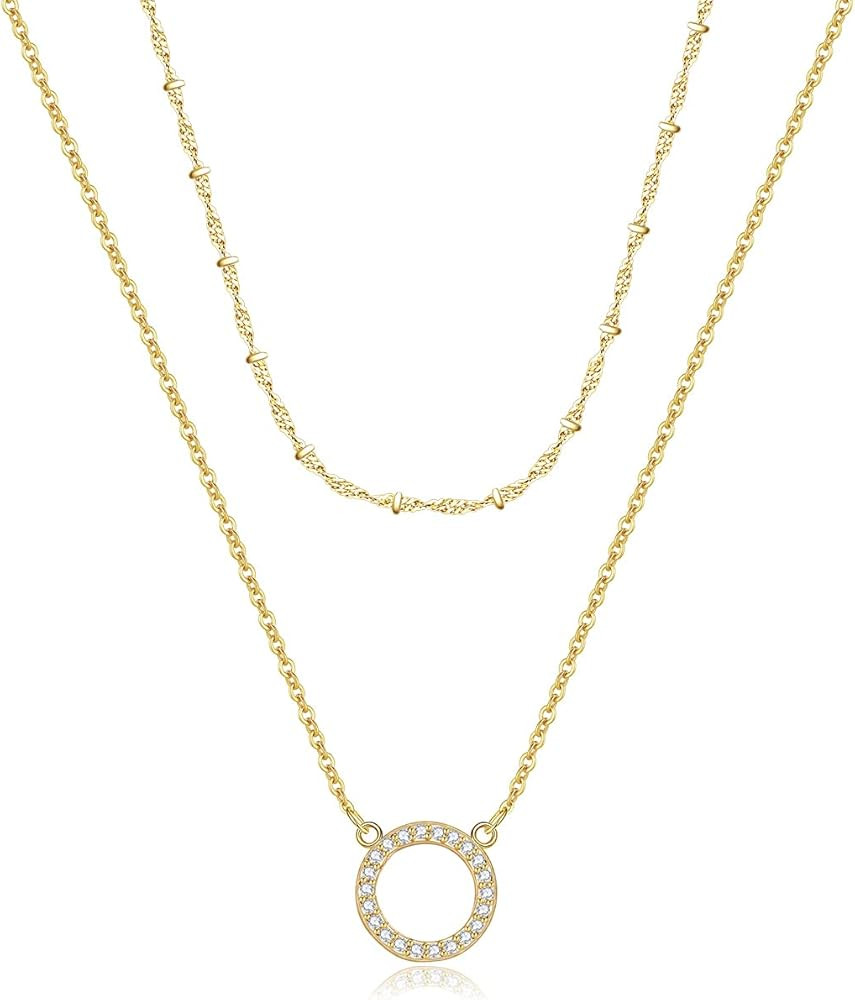 Gold Choker Necklaces for Women 14k Gold Plated Silver Rose Gold Layered Necklaces Evil Eye Cross Cr | Amazon (US)