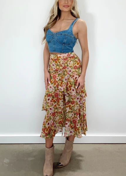 [Pre-Order!] Sunny Meadows Floral Skirt | Lane 201 Boutique