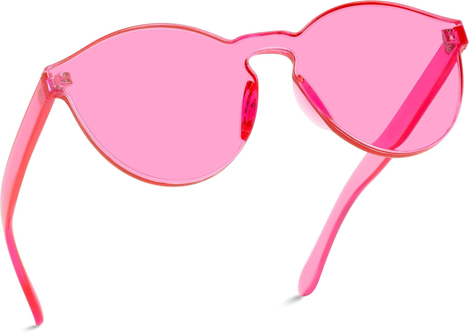 WearMe Pro - Colorful One Piece Transparent Round Super Retro Sunglasses | Amazon (US)
