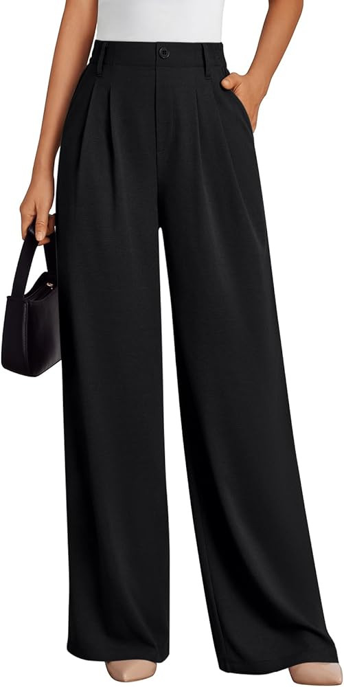 LILLUSORY Women's Dress Work Pants Wide Leg High Waisted Trousers Stretchy Waffle Knit Slacks for... | Amazon (US)