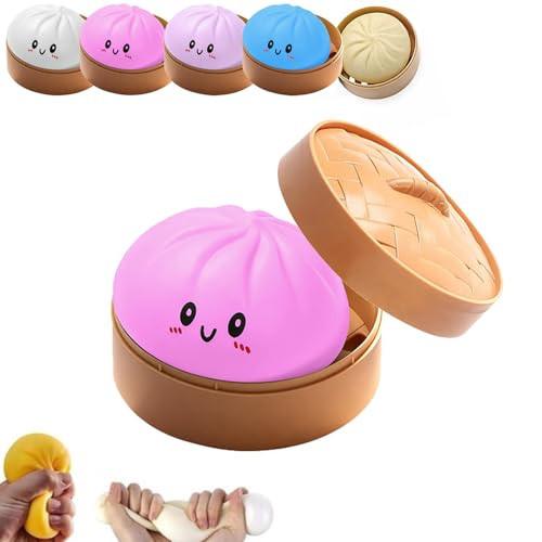 Dumpling Squishy, Giant Squishy Dumpling Toy, Mystery Dumplings Squishies, Soft Squeeze Decompression Dough for Adults (Pink) | Amazon (US)