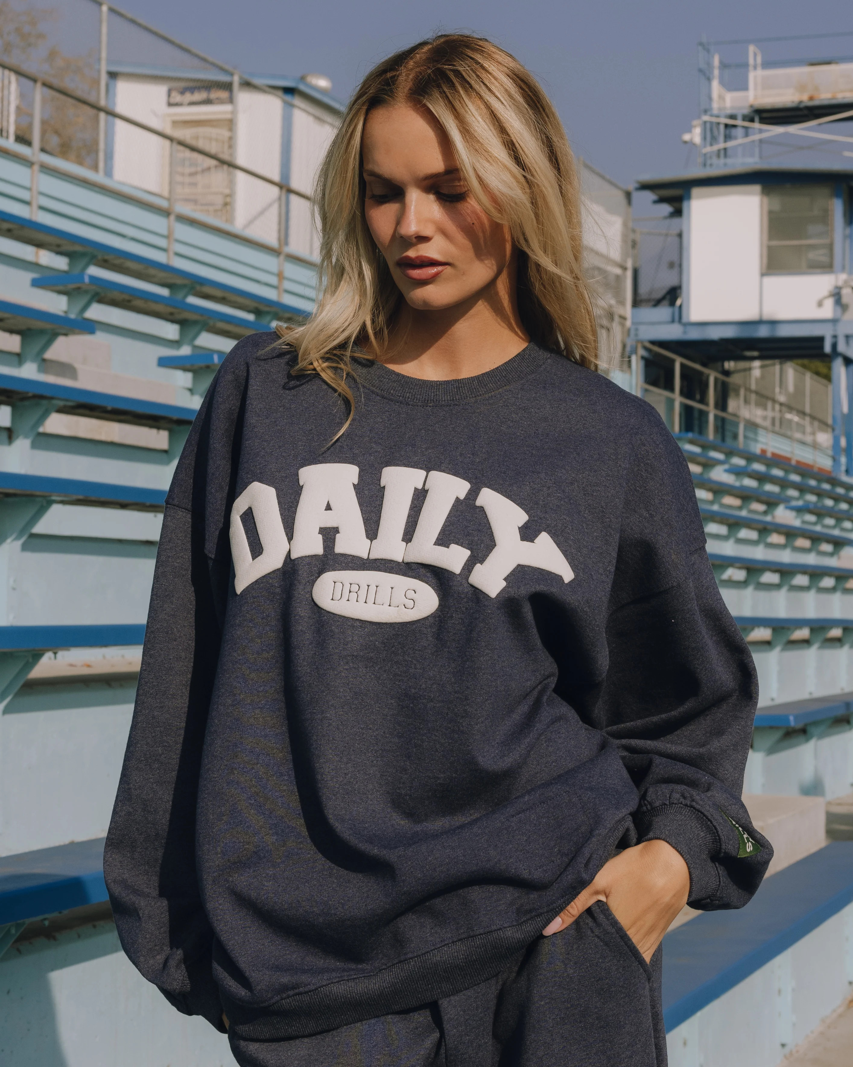 Oversized Daily Crew - Denim with Tofu | Daily Drills