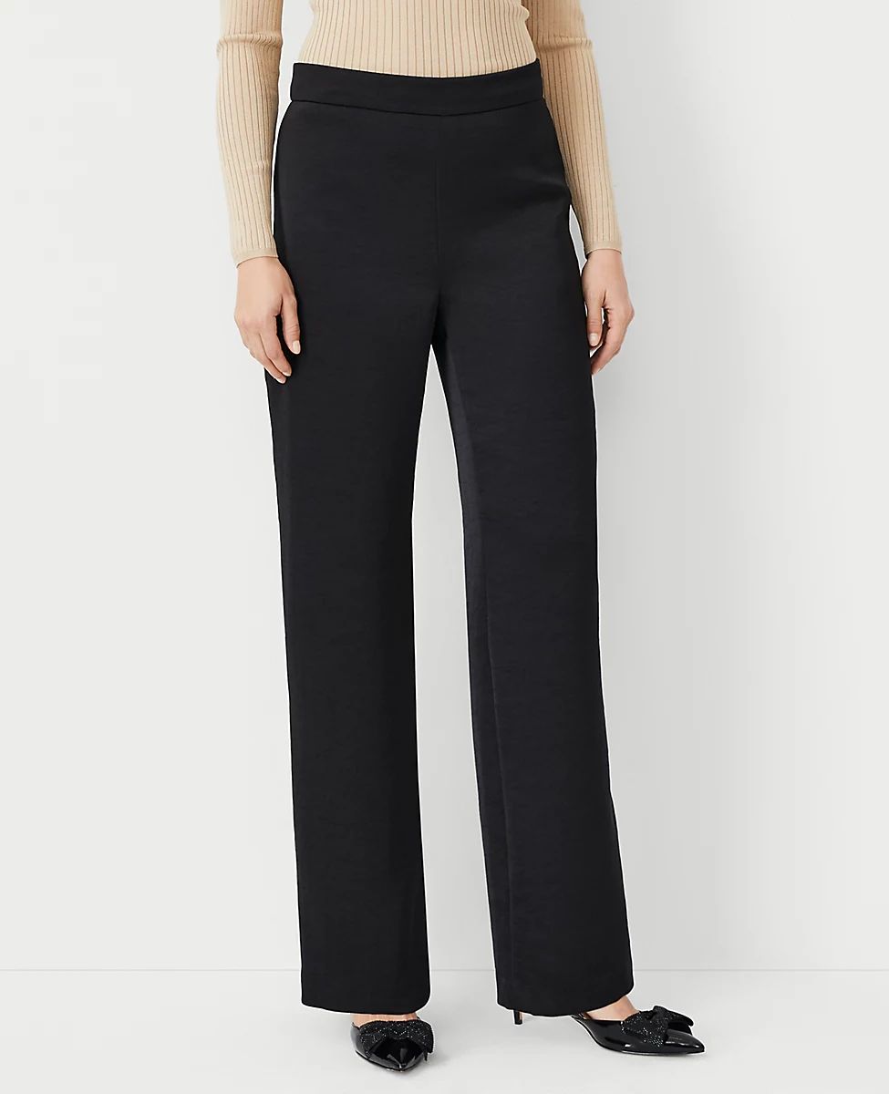 The Side Zip Wide Leg Pant in Satin | Ann Taylor (US)