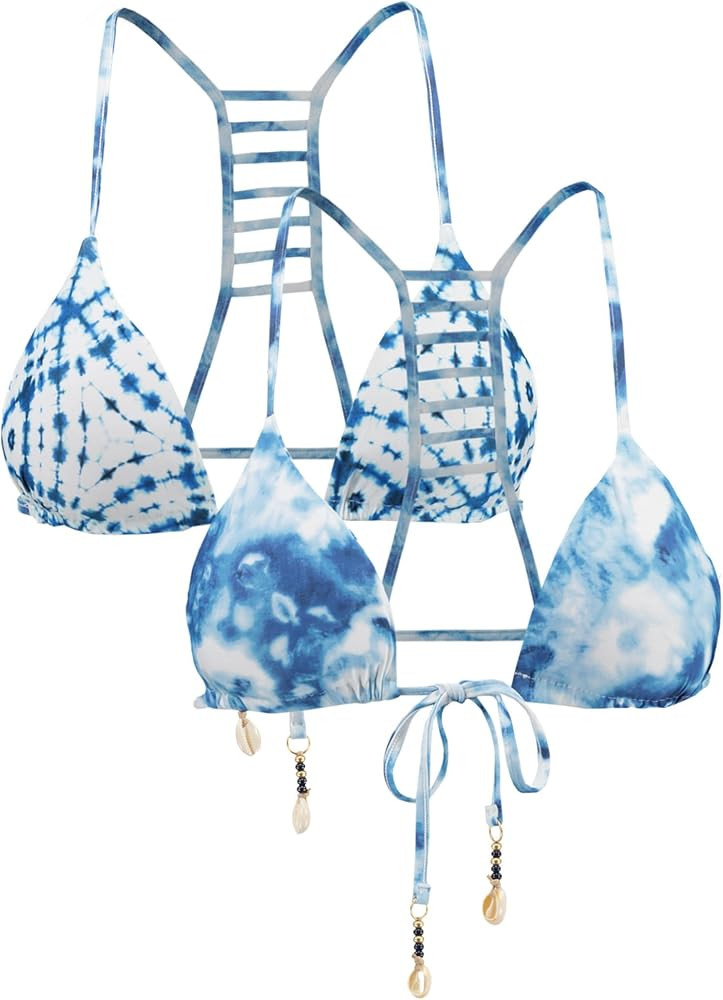 Seafolly Women's Caribbean Ink Reversible Slide Triangle Bikini Top Swimsuit | Amazon (US)