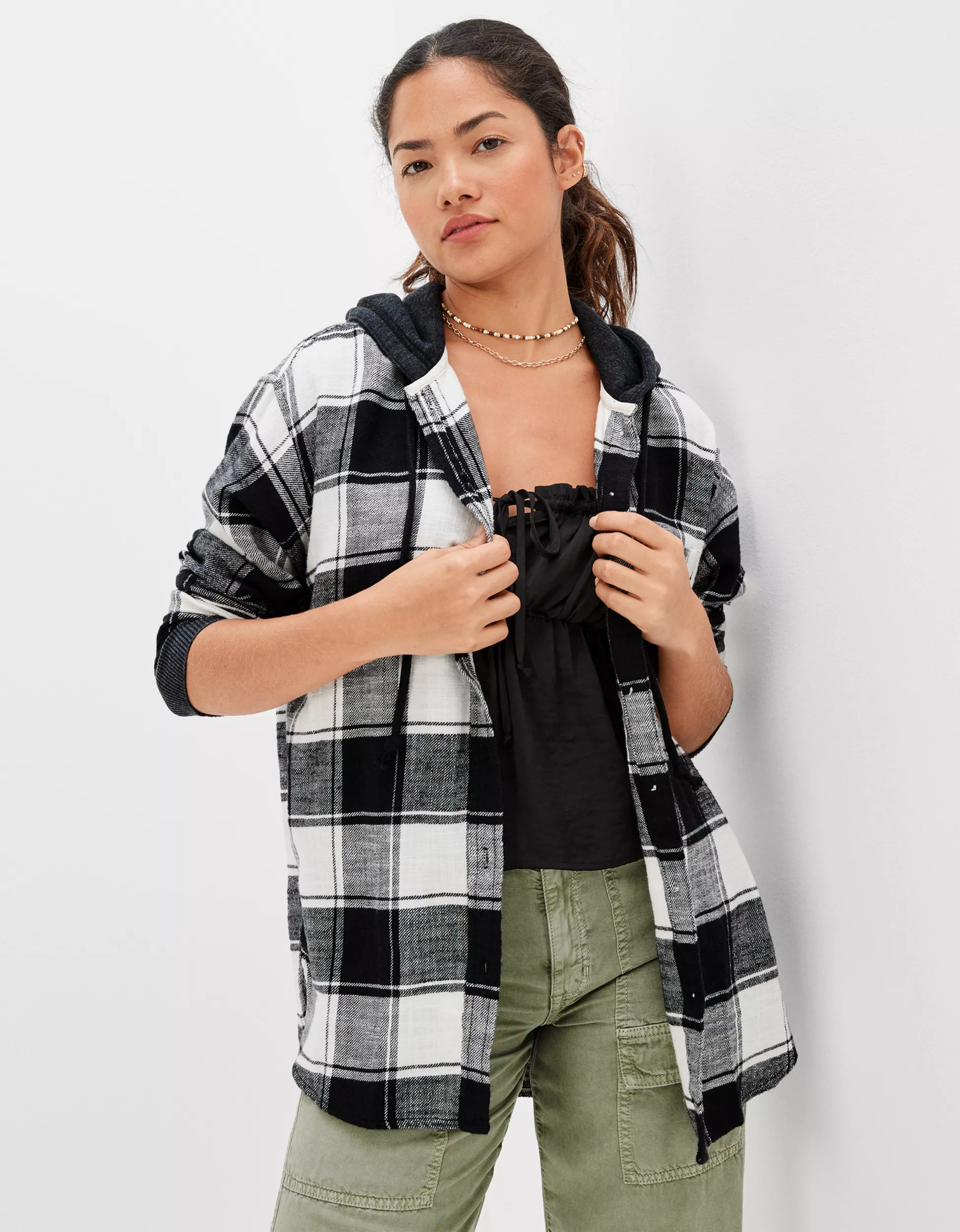 AE Oversized Hoodie Flannel | American Eagle Outfitters (US & CA)