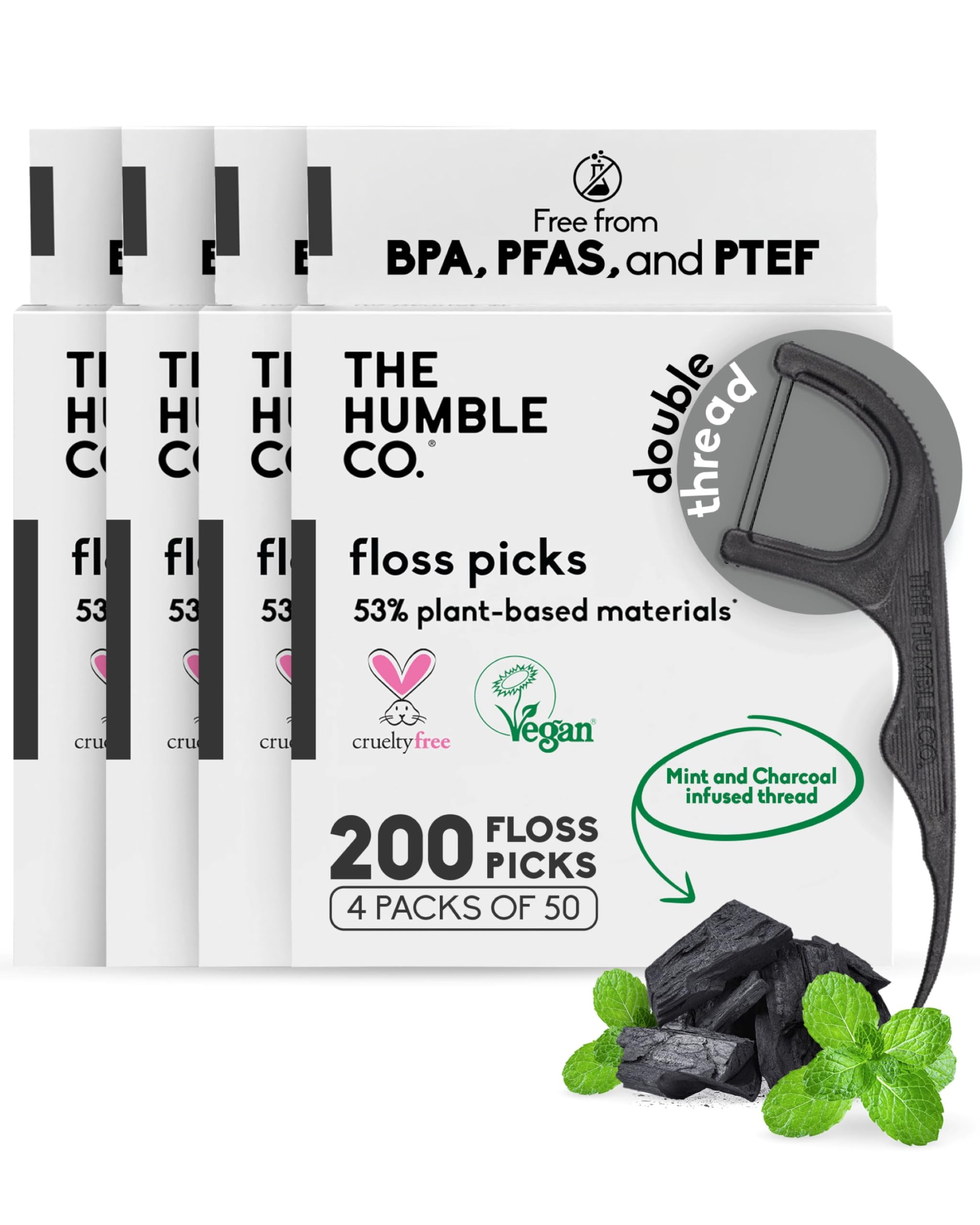 The Humble Co. Floss Picks (200 Count) – Plant Based Dental Floss Picks for Superior Oral Care,... | Amazon (US)