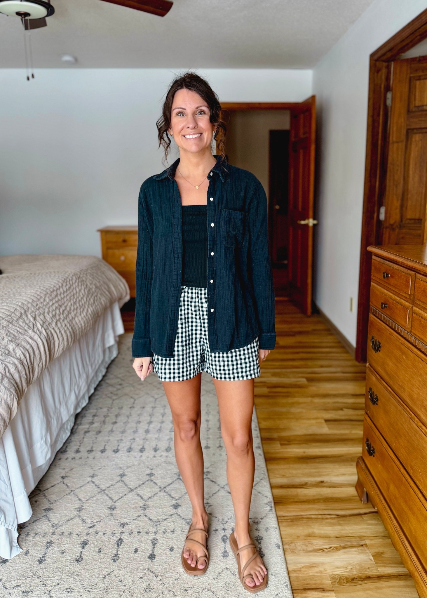 small in the tank, xs in my gauge cotton shirt, xs in my gingham shorts. My sandals are size 6!


#LTKdayinmylife #LTKPetite #LTKootd