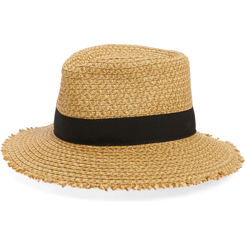 Eric Javits Look Again Packable Fedora in Natural/black at Nordstrom Rack | Nordstrom Rack