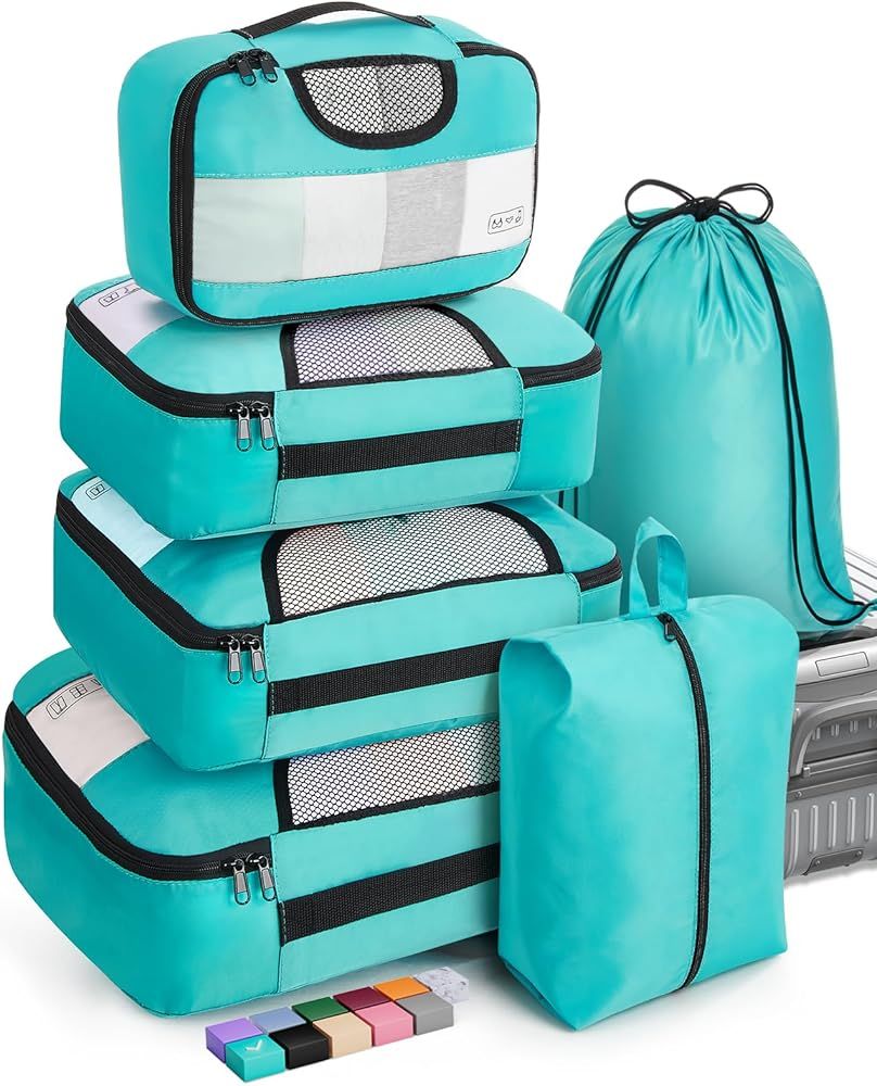 Veken 6 Set Packing Cubes for Suitcases, Travel Essentials for Carry on Luggage, Suitcase Organiz... | Amazon (US)