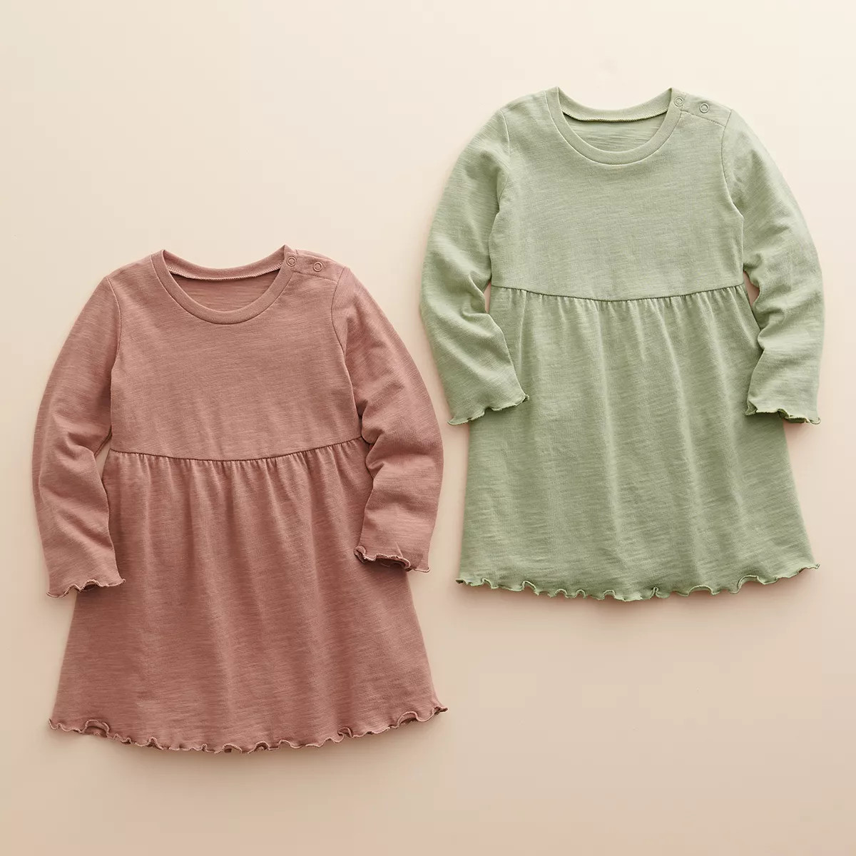 Baby & Toddler Girl Little Co. by Lauren Conrad Organic 2-Pack Lettuce-Edge Dresses | Kohl's