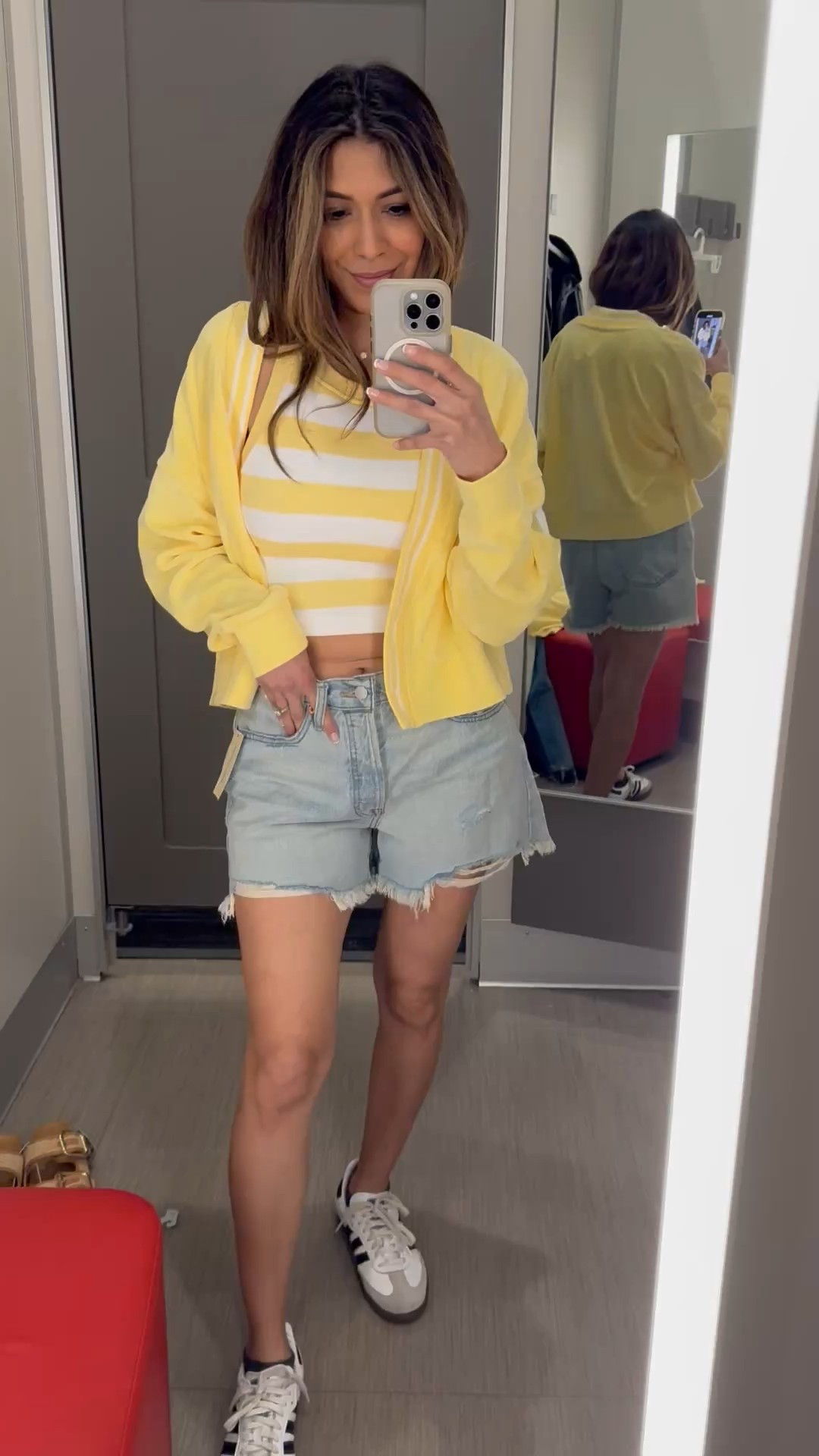 Spring outfit 
Butter yellow outfit 
Denim shorts 

#LTKFindsUnder50 #LTKWatchNow #LTKStyleTip