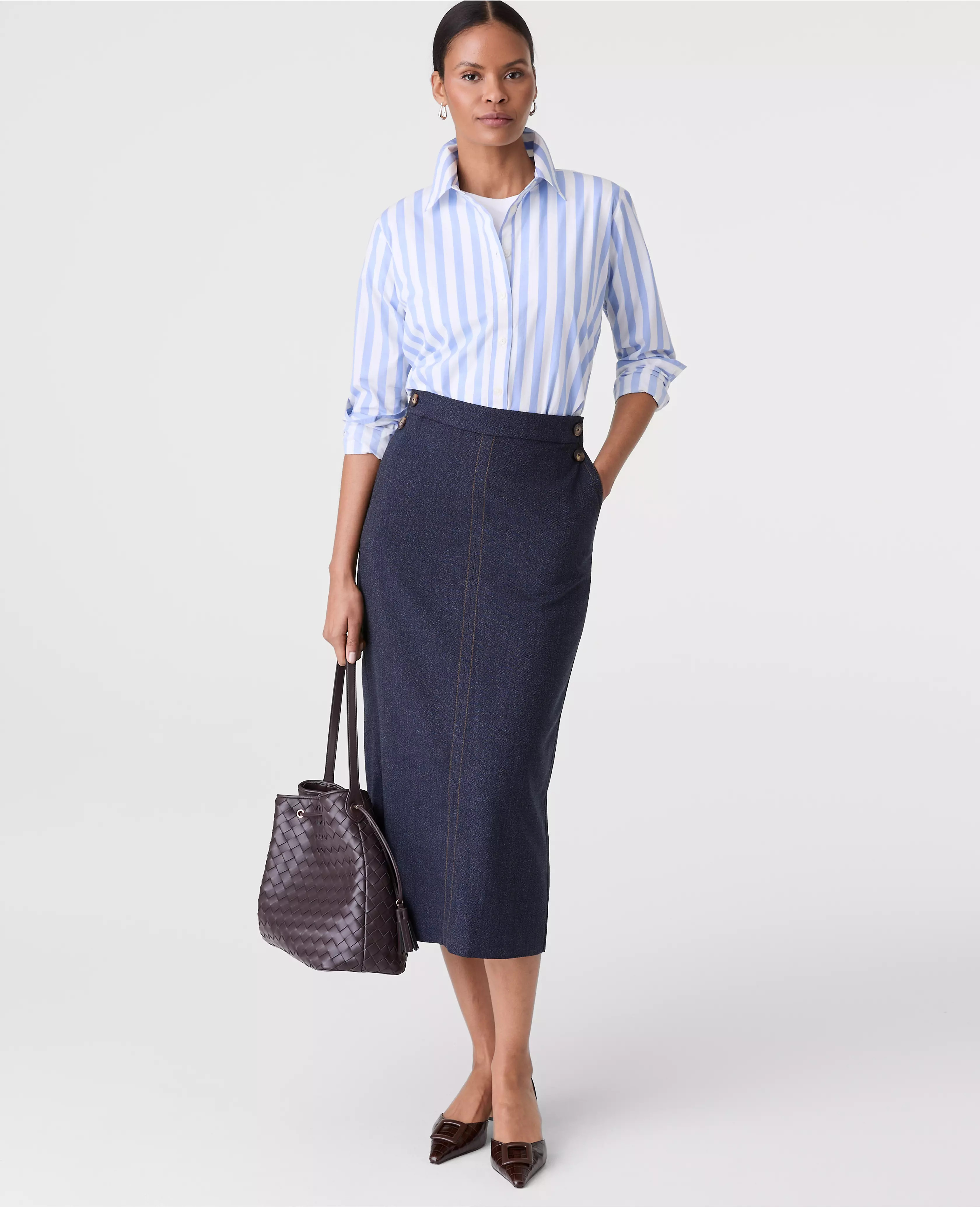 Button Column Midi Skirt | Ann Taylor