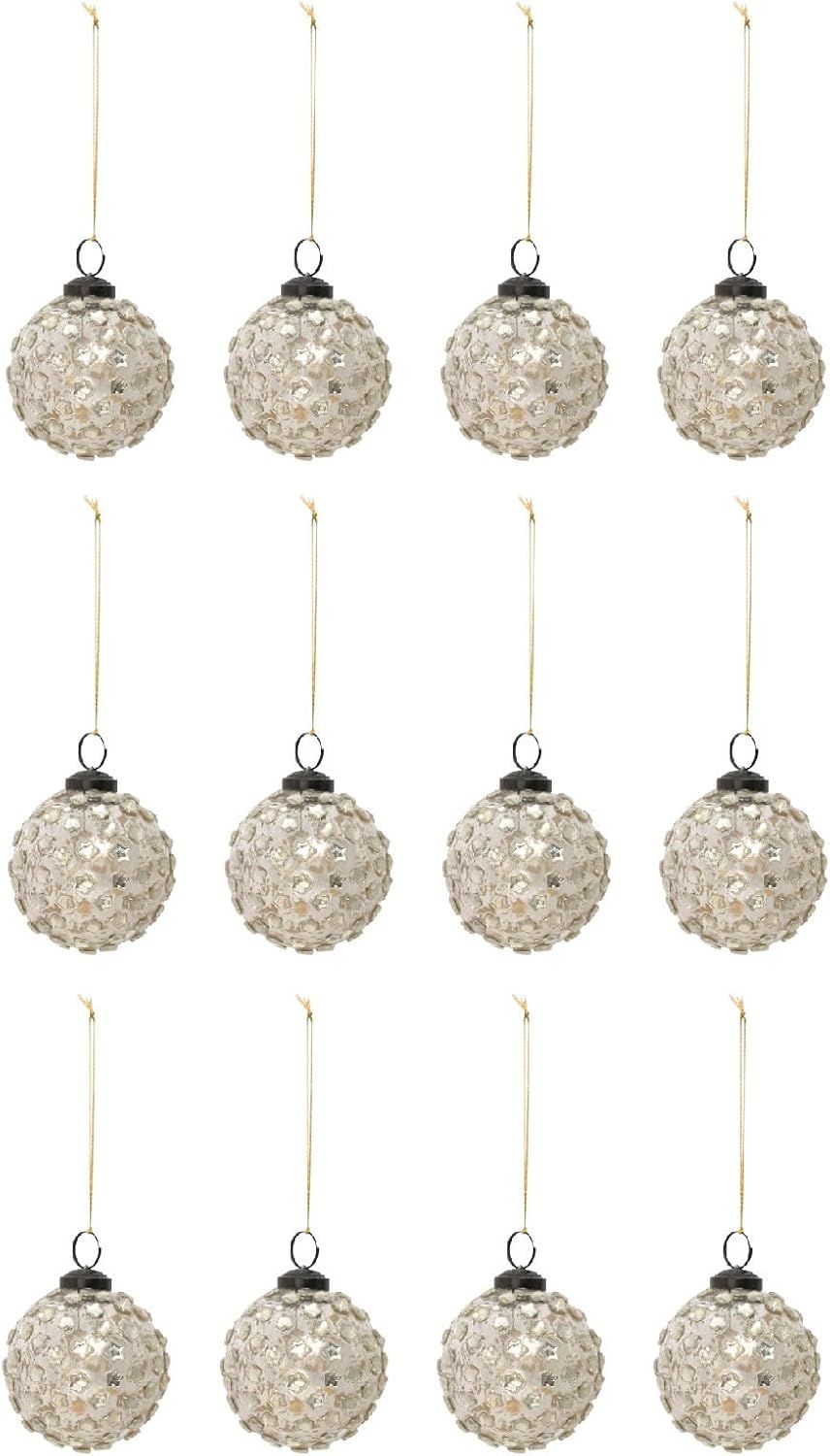 Creative Co-Op Round Mosaic Glass Ball Ornament with Stars, Set of 12 | Amazon (US)