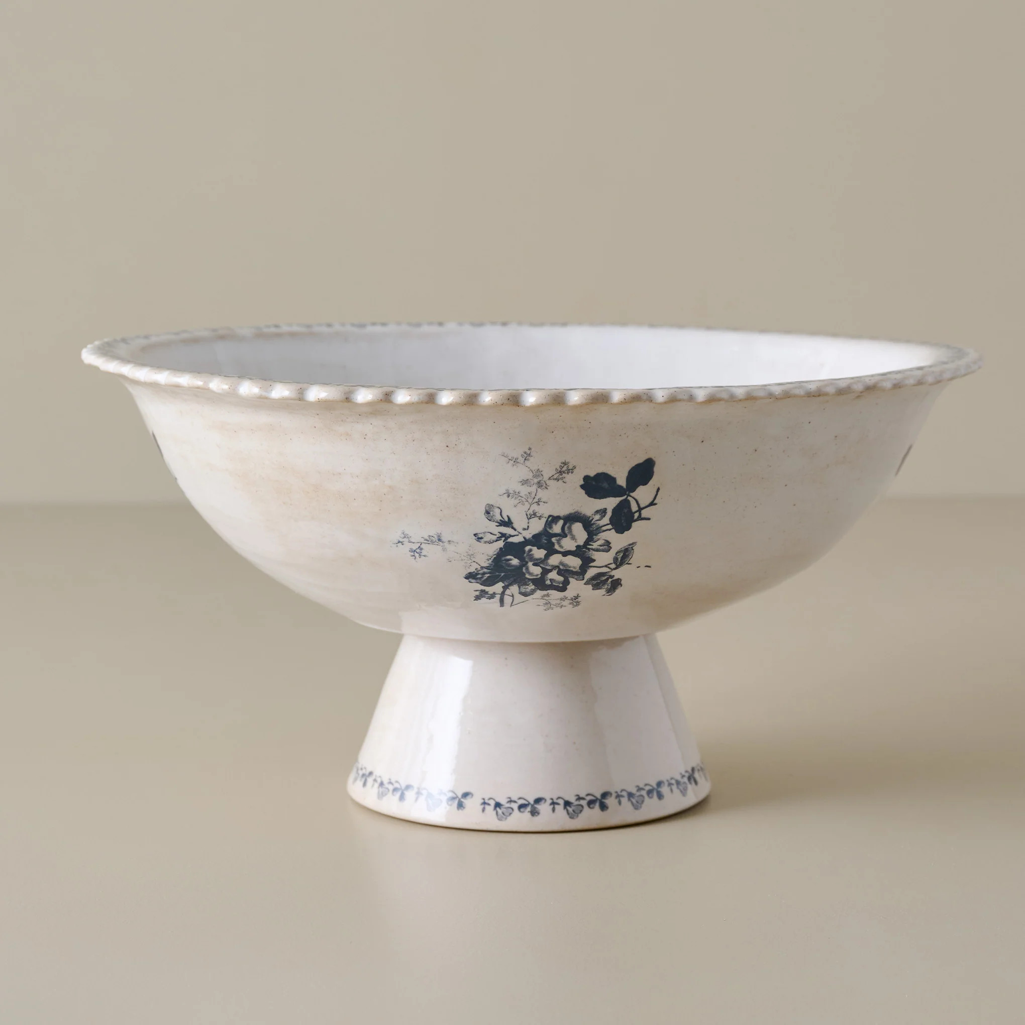Heirloom Garden Floral Pedestal Serving Bowl | Magnolia
