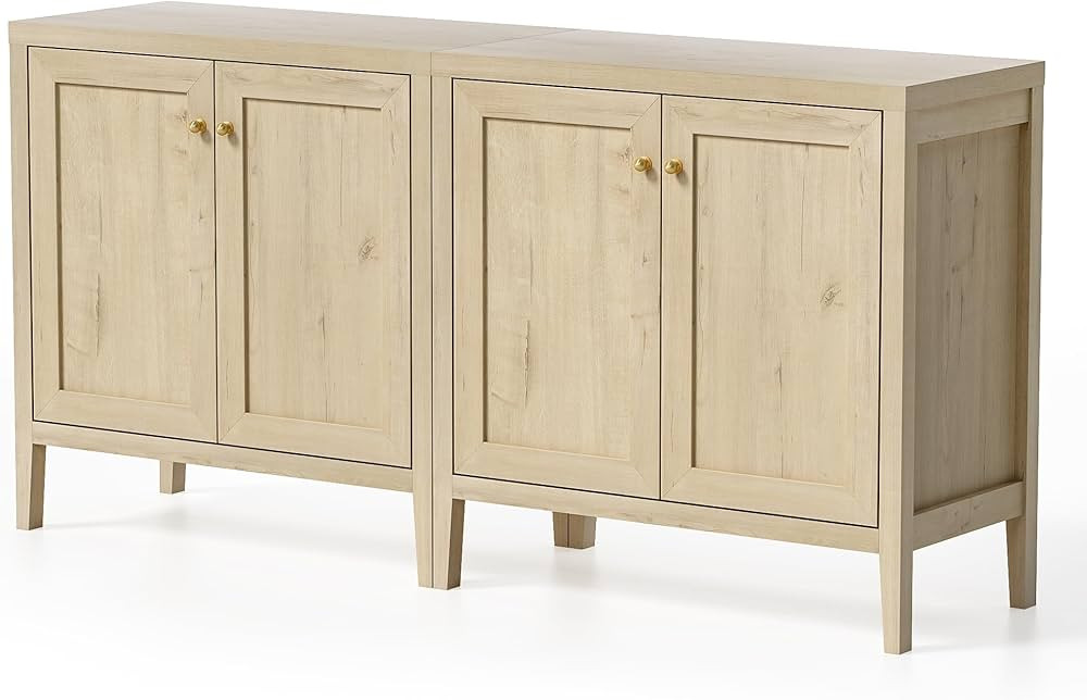 Sideboard Buffet Cabinet Set of 2 with Adjusable Shelves, Farmhouse Storage Cabinet, Credenza, Ac... | Amazon (US)
