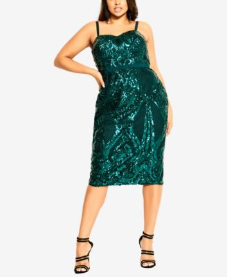 City Chic Women's Sequin Sofia Dress - Green | Macy's