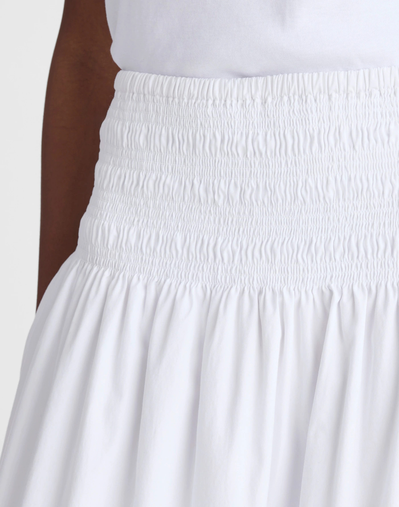 Smocked-Waist Poplin Midi Skirt | Madewell | Madewell