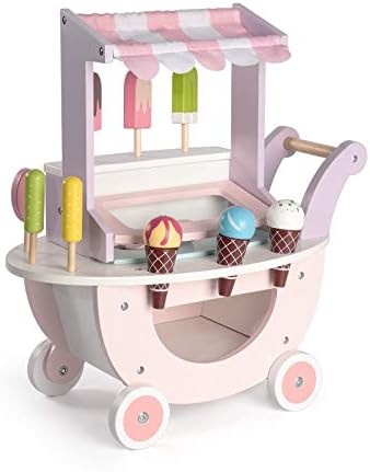 Amazon.com: ROBUD Wooden Ice Cream Cart Toys for Kids, Toddlers Pretend Play Food Truck, Gift for... | Amazon (US)