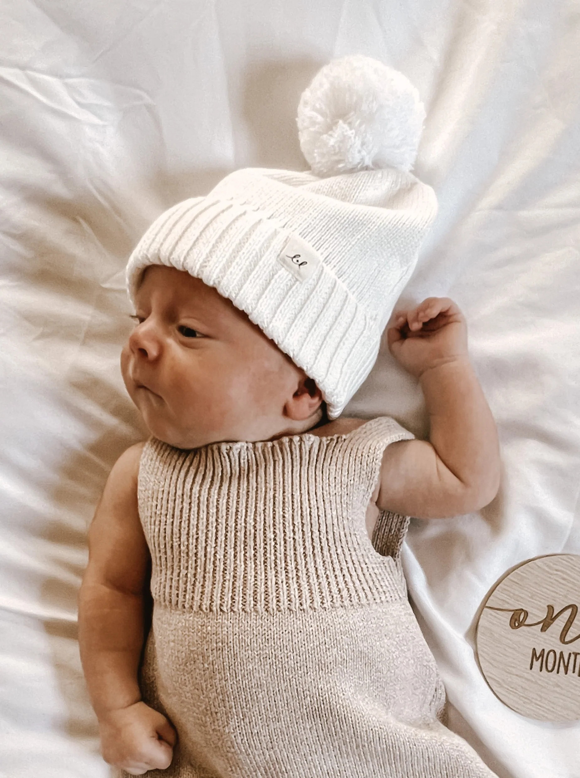 Luna + Luca Pom Beanie - White | Luna + Luca