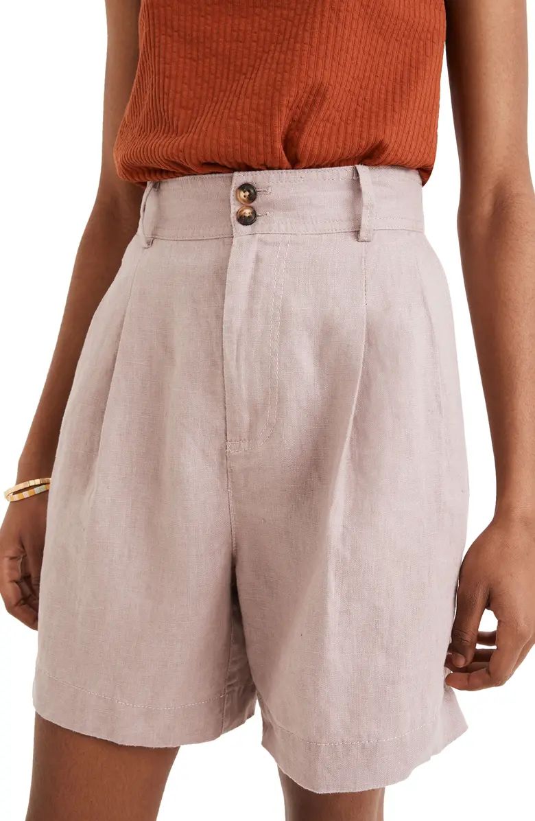 Long Pleated Linen Shorts | Nordstrom