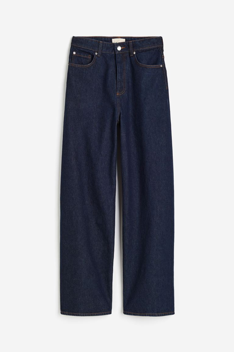 Wide Regular Jeans - Regular waist - Extra long legs - Dark denim blue - Ladies | H&M AU | H&M (AU)
