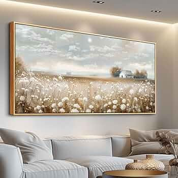 ERQINHUA Canvas Wall Art For Living Room Wall Decor White Flowers Landscape Painting Decor Dining... | Amazon (US)