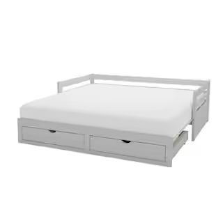 Jasper Dove Gray Twin to King Extending Day Bed with Storage Drawers | The Home Depot