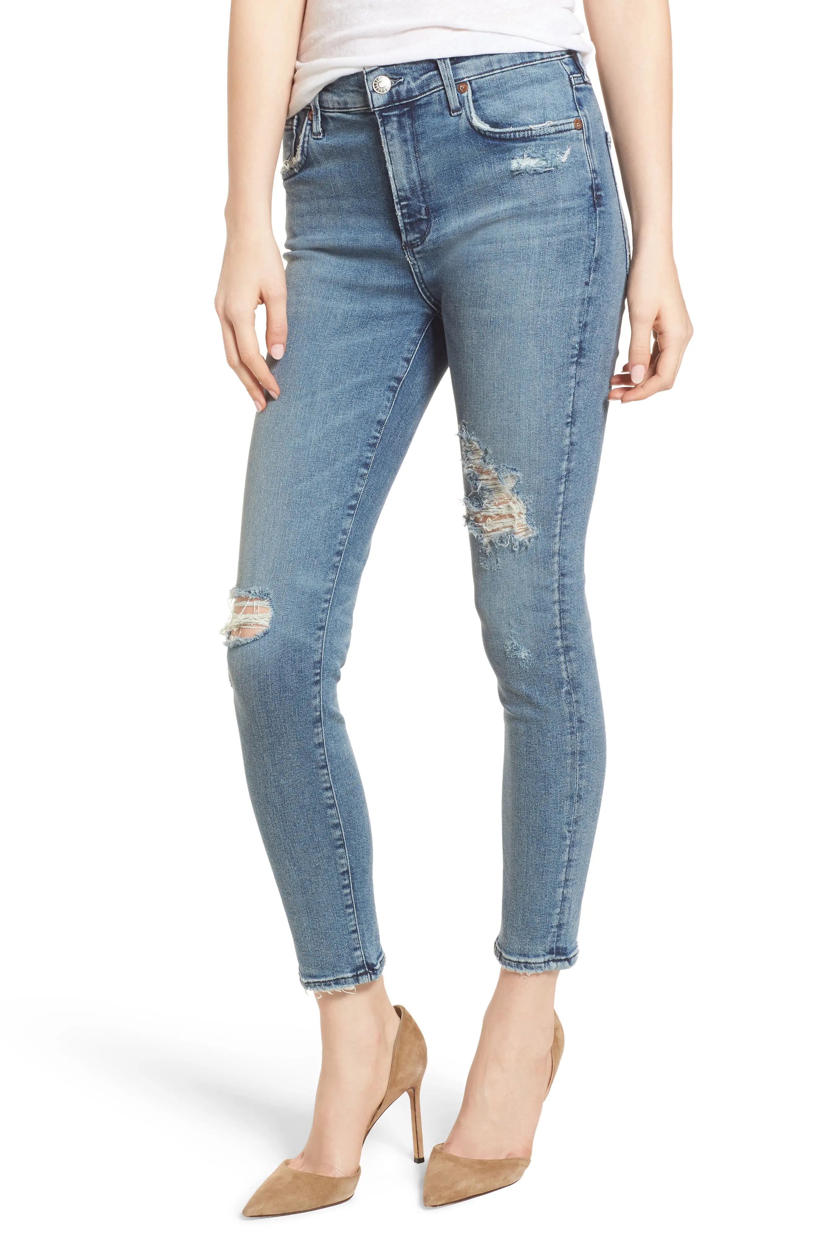 Sophie Ripped High Waist Crop Skinny Jeans | Nordstrom