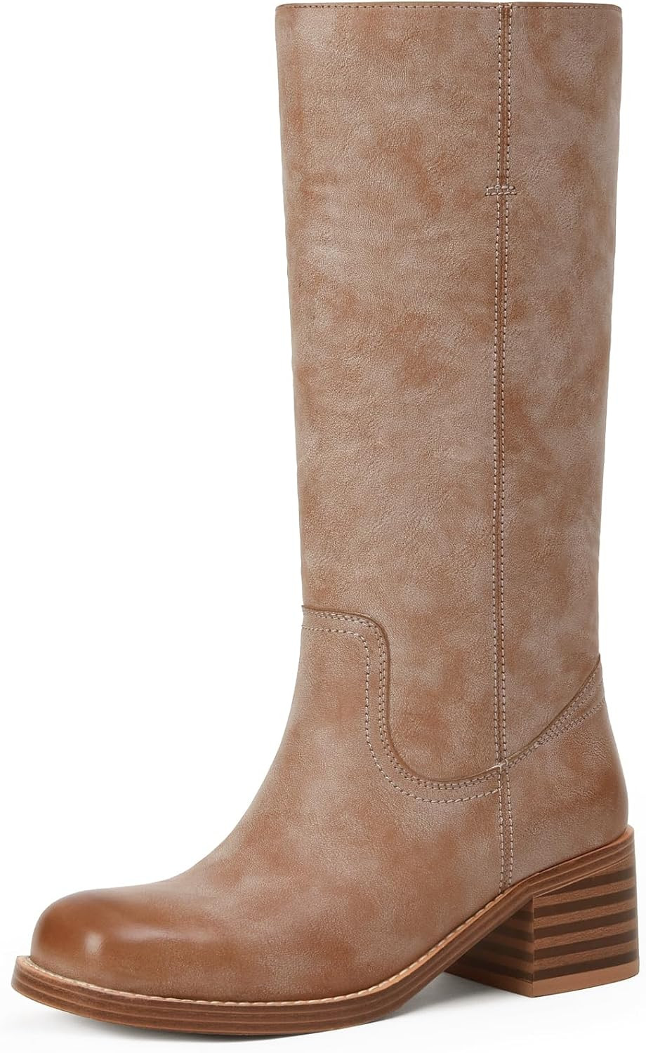 Mid Calf Boots for Women Chunky Block Low Heel Square Toe Comfortable Casual Trendy Stylish Boots | Amazon (US)
