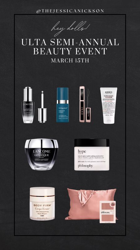 My picks for the Ulta Semi Annual Beauty sale event for March 15! 💛🥰 Excited to try these items!! I’ve heard great things about the Lancôme Radiance Serum. Also in need of a satin pillow case- this one from Kitsch is the perfect one ☺️

#LTKfindsunder50 #LTKsalealert #LTKbeauty