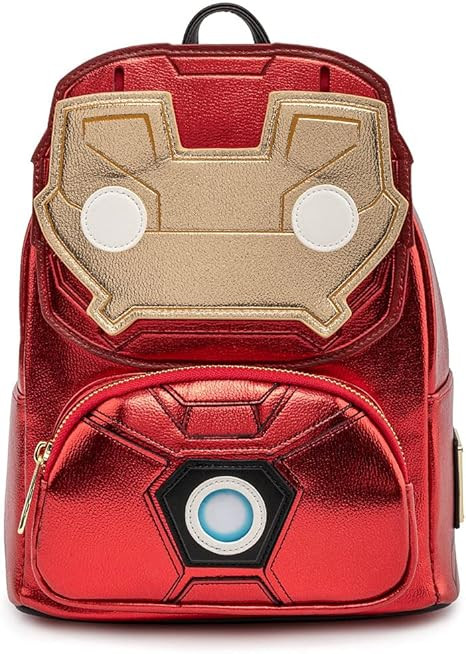 Loungefly x Marvel Iron Man Light Up Mini Backpack Metallic Leather | Amazon (US)