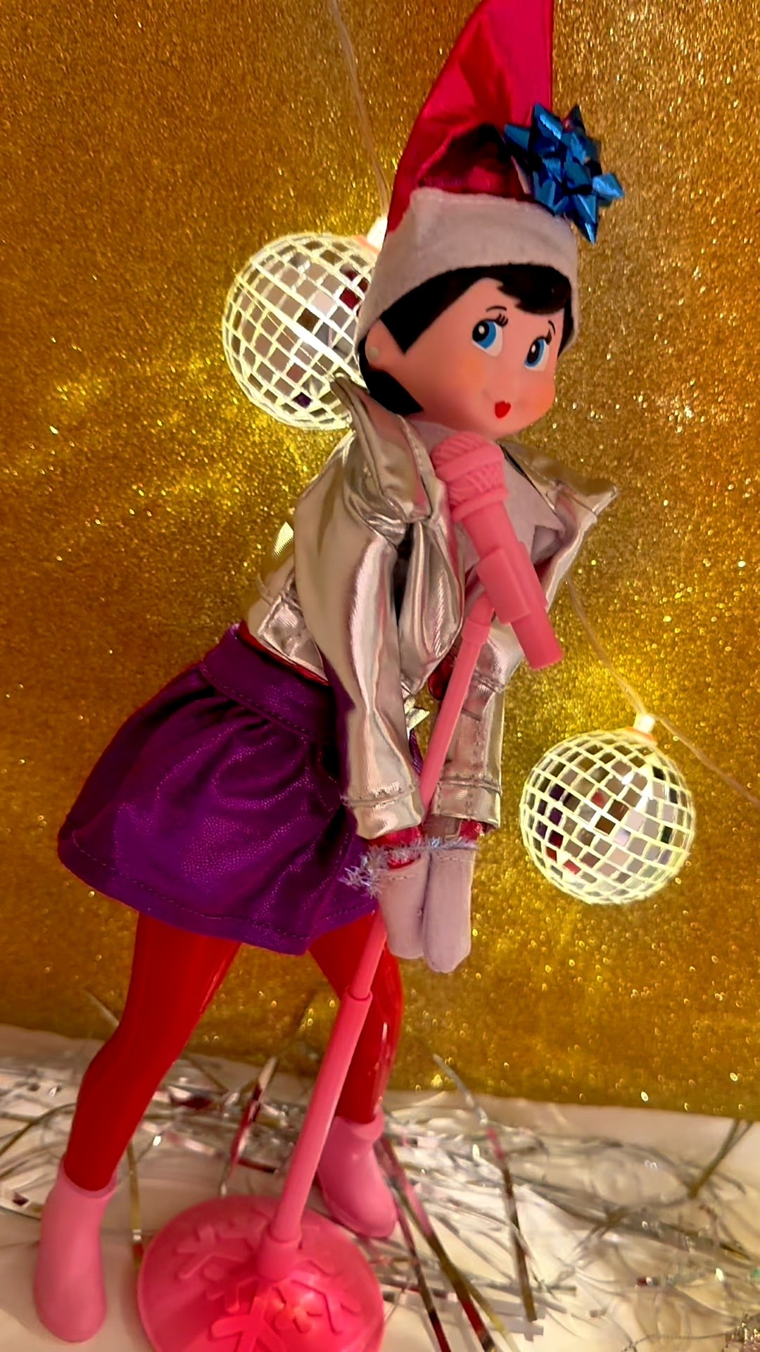 🎤KPop Demon Hunters >>
Meet Elf on the Shelf 🪩
5 minute set up using Wrapping paper for the background, tumb tacks & string lights! Ill turn the soundtrack on before the kids wake up & find them 🤪
•Everything is from @Target! Shop link in my bio!


#LTKmomlife #LTKKids #LTKHoliday