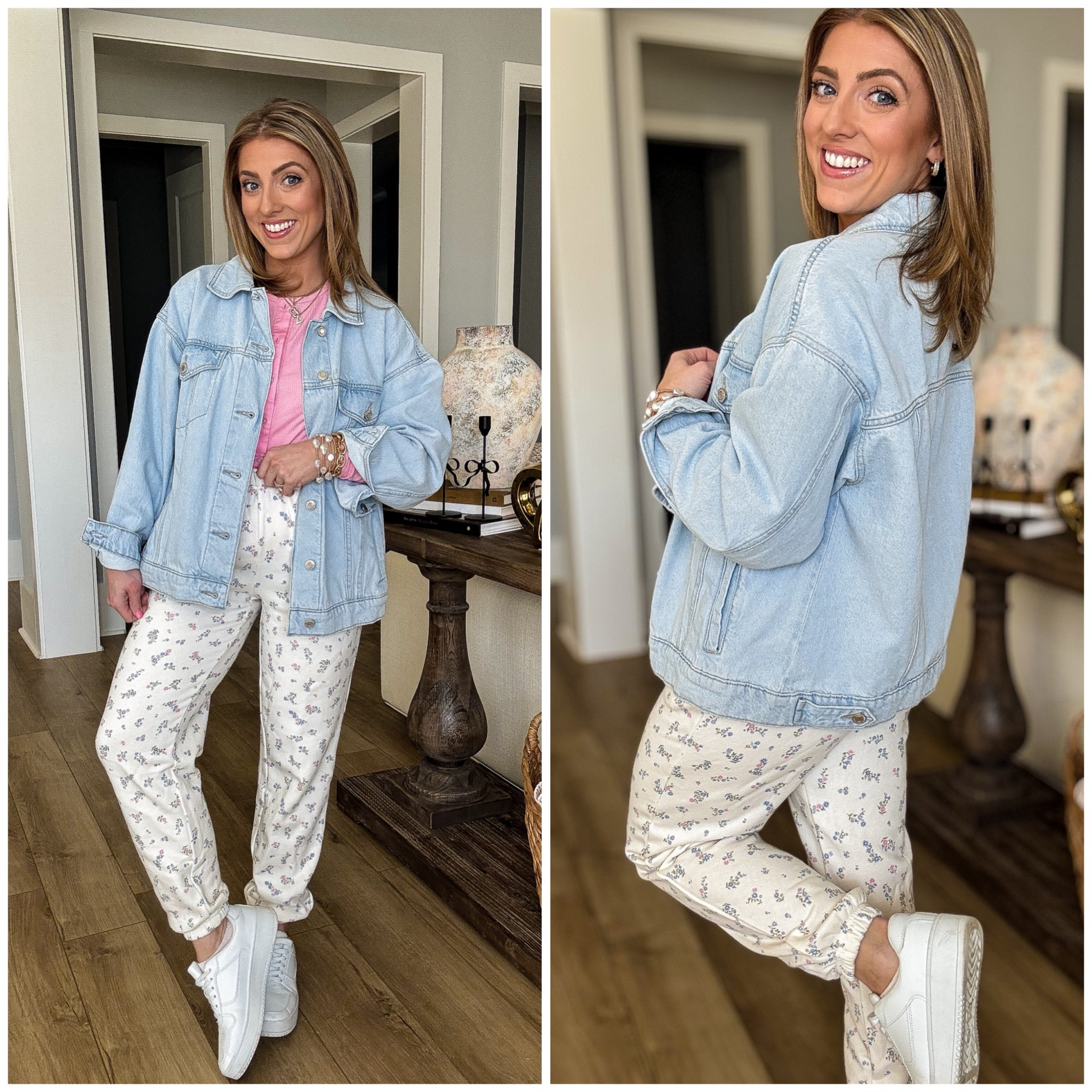 💗 Comfy yet cute is the vibe today 🤍 Head-to-toe Walmart fashion and I’m obsessed with how easy this outfit is for everyday wear. ☺️ These $12 floral joggers are fully restocked and seriously so good—soft, lightweight, and flattering with the perfect relaxed fit. I styled them with a simple tee, an oversized denim jacket, and comfy sneakers for an effortless look that works for school drop-off, running errands, travel days, or casual weekends at home. Affordable, comfortable, and easy to mix and match, this is one of those Walmart outfits you’ll reach for on repeat.

#walmartfashion #walmartfinds #walmartnewarrivals #walmartstyle #affordablefashion #everydayoutfit #casualstyle #comfystyle #joggeroutfit #floraljoggers #springstyle #errandoutfit #budgetfriendlyfashion #ltkfinds