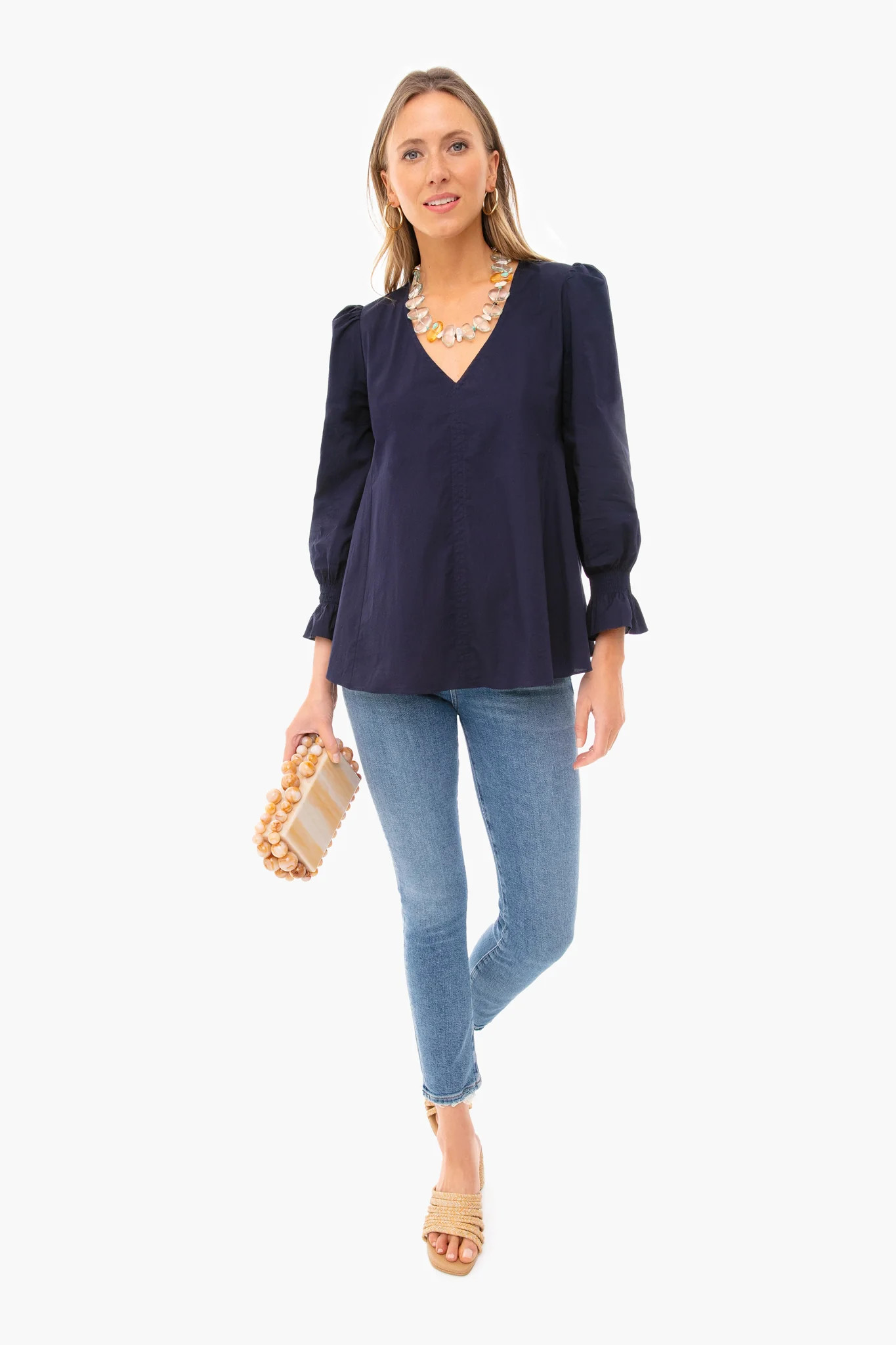 Navy Easton Blouse | Tuckernuck (US)