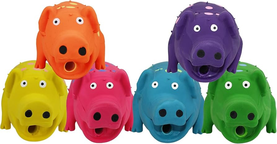 Multipet's 9-Inch Latex Polka Dot Globlet Pig Dog Toy, Assorted Colors | Amazon (US)