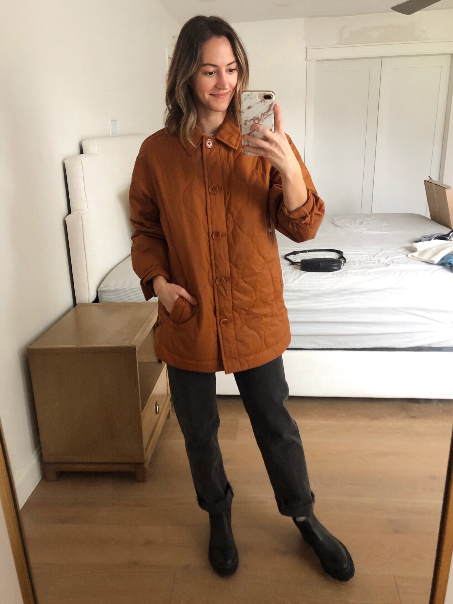 40% off site-wide at Madewell, plus gifts arrive in time for Christmas!✨I’ve shared this jacket before and omg it’s even cuter in person! Wearing XS, could have done XXS but I like a little room for chunky sweaters under. Small in the long sleeve (it’s amazing🙌), jeans fit TTS (wearing 24). Also if you’re shopping, add those smiley socks to your cart…they’re SO FUN!😍😊

#LTKunder100 #LTKGiftGuide #LTKsalealert